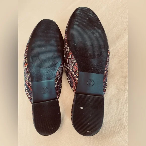 "À New Day" Embellished Bohemian Mules Burgundy/Gold Pearl & CrystalMules Sz 9 - Picture 3 of 3